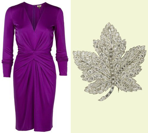 Issa Dress and Maple Leaf Brooch